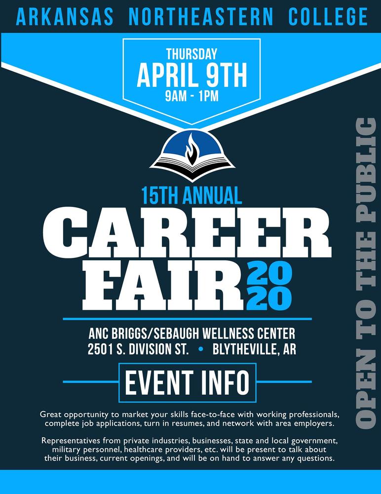 career fair flyer with date and time information