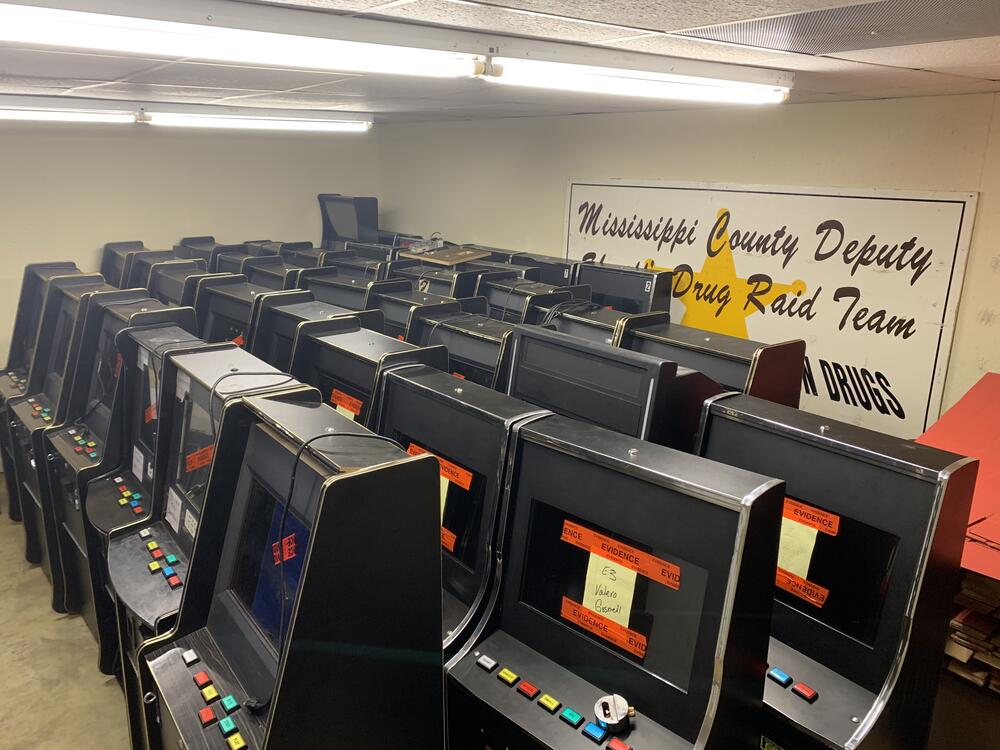 Photo of illegal gaming machines in store.