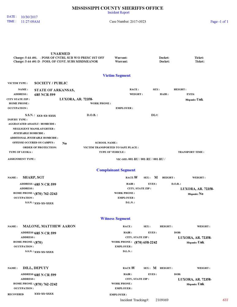 Image of page four of incident report. 