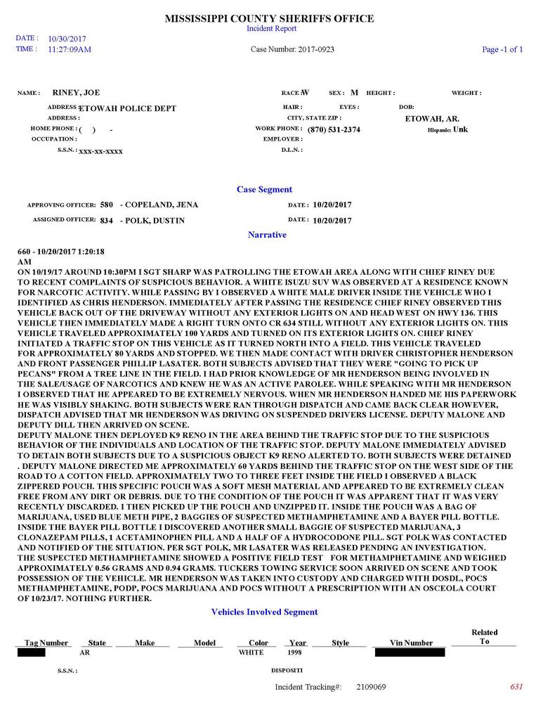 Image of page five of incident report. 