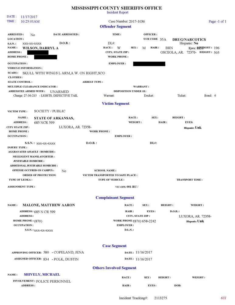 Image of page two of incident report. 
