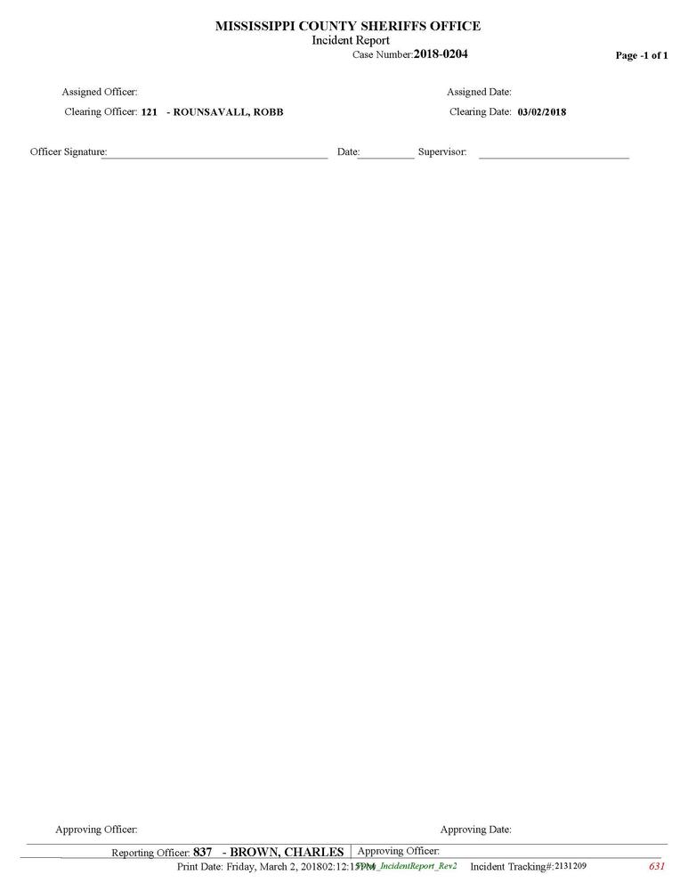 Image of page two of incident report. 