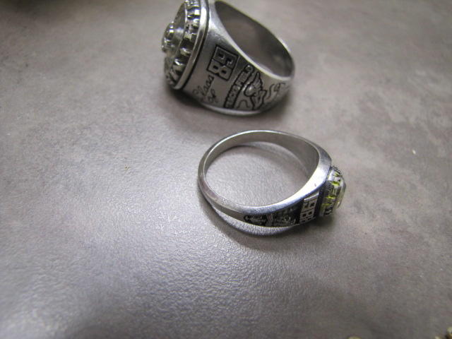 Other side of two silver rings.